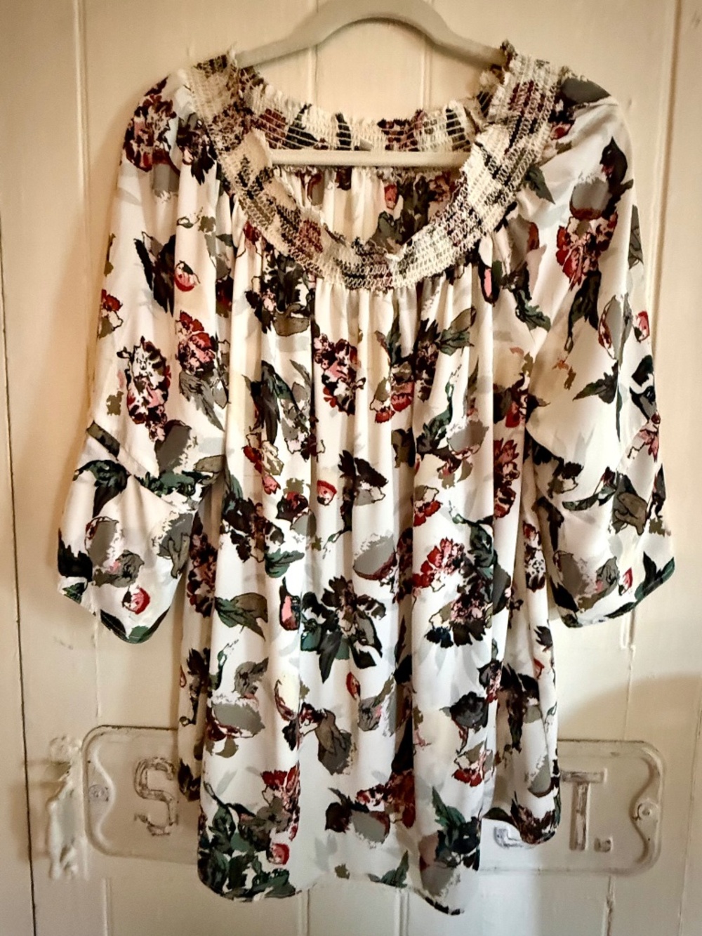 Rose + Olive Floral Blouse, 1X